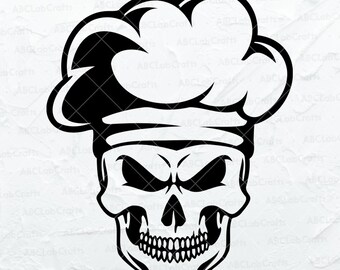 Chef Skull Svg File | Grill Master Svg | Chef Svg| Chef Skull Clipart | Chef Skull Shirt | Dxf Png Eps Files for Cricut Silhouette Printable