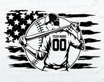 US Baseball Player Svg File | Personalized Name | Baseball Team Svg | Baseball Dad Svg Clipart Png Eps Files for Cricut Silhouette Printable