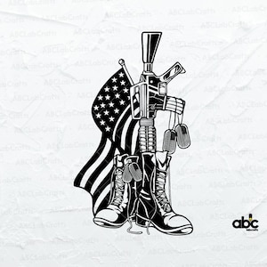 Fallen Soldier Tribute Svg File | Veteran Soldier Svg | US Army Svg | Dog Tag Svg | Dxf Png Eps Files for Cricut Silhouette Printable