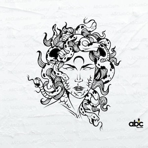 Medusa Svg File | Gorgona Svg | Medusa Mythological Creature | Woman Snake Head Svg | Png DXF Jpg Eps File for Cricut Silhouette Printable