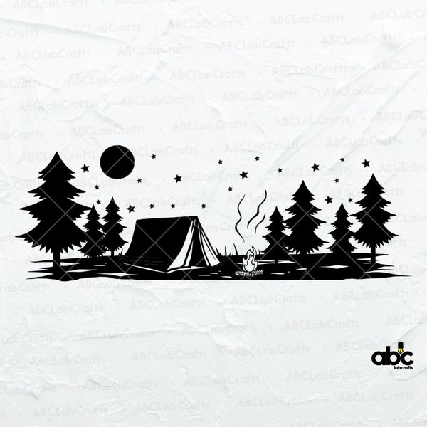 Tent in Forest Svg File | Camping Svg | Hiking Svg | Tent Silhouette Svg | Campers Svg | Tent Svg | Outdoor Svg