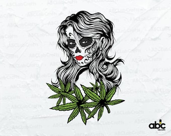 Cráneo de Azúcar Cannabis Archivo Svg / Cráneo de Azúcar Svg / Fumar Cannabis Svg / Cannabis Svg / Cannabis Cráneo Svg / Fumar Marihuana Svg / Fumar