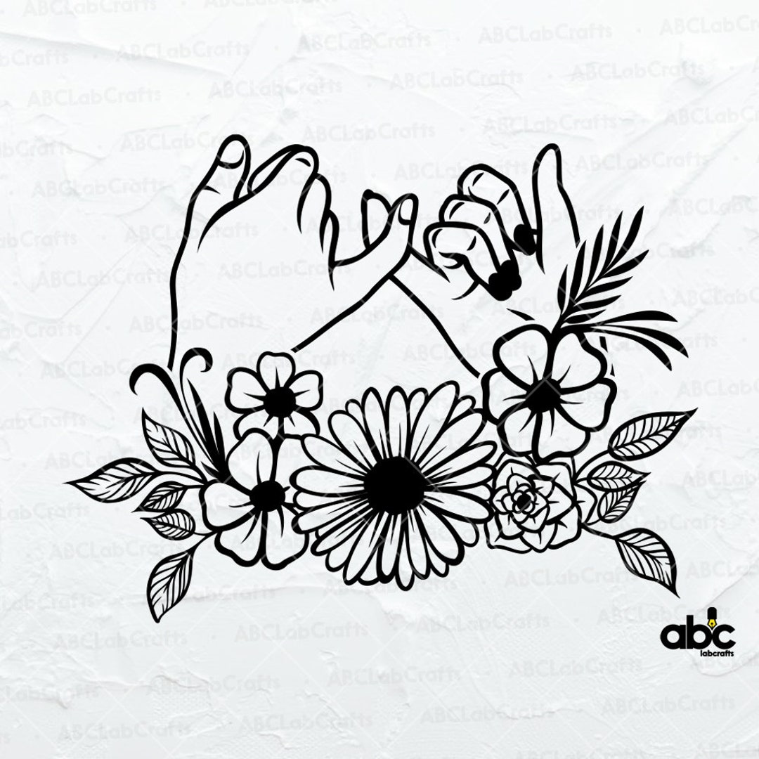 Best Friend Hand Floral Svg File Friend Sign Svg Promise Svg Besties