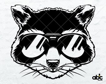 Raccoon Forest Svg File | Trash Panda Clipart | Wild Life Shirt Png | Cute Cool Raccoon | Dxf Png Eps Files for Cricut Silhouette Printable