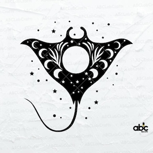 Celestial Manta Ray Svg File | Sea Rays Svg | Fish Svg | Stingray Svg | Scuba Diving Svg | Sea Water Svg | Myliobatiformes Svg