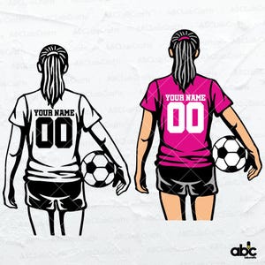 Personalized Soccer Woman Player Svg File | Soccer Season Team Name | Soccer Svg | Dxf Png Eps Files for Cricut Silhouette Printable