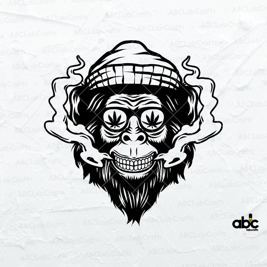 Rasta Monkey Smoking Joint Svg File | Smoking Cannabis Svg | Smoking ...