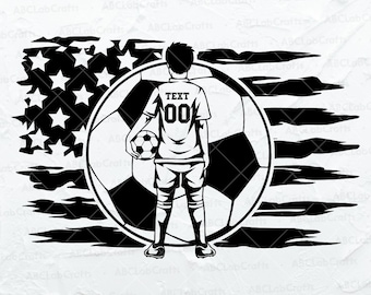 US Fußball-Kid-Player-Svg-Datei | Personalisierte Fußball | Fußball Clipart | Fußball Kind Cutfile Dxf Png Eps Dateien für Cricut Silhouette Printable