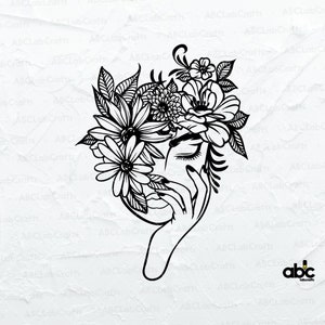 Floral Woman Svg File | Floral Svg | Floral Woman Svg File for Cricut and Silhouette | Flowers Svg | Silhouette Woman with Flower Svg