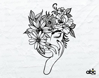 Floral Woman Svg File | Floral Svg | Floral Woman Svg File for Cricut and Silhouette | Flowers Svg | Silhouette Woman with Flower Svg