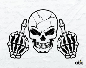 Skull Middle Finger Svg File | Skull Clipart | Skull Cut Files | Middle Finger Svg | Skull Svg | Skeleton Svg | Cutting File