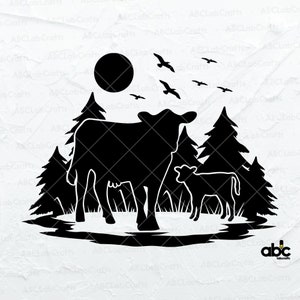 Cow Farm Svg File | Cow Svg | Farmer Svg | Farm Animal Svg | Cow Png | Family Farm Svg | Cutting File
