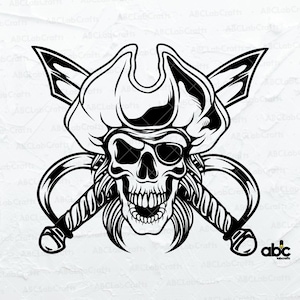 Pirate Skull Svg File | Pirate Cut Files For Silhouette | Pirate Vector | Pirate Svg | Skull Svg | Pirate Clipart | Cricut Svg