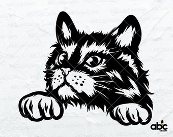 Arquivo Svg de gato fofo | Espiando o rosto do animal de estimação | Arquivos Cat Svg para Cricut | Gatinho Fofo Svg | Espiando Gato Svg| Gatinho engraçado | Gato Svg| Cara engraçada de animal