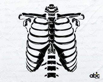 Skelett-Brustkorb-Svg-Datei | Skelett Knochen SVG | Skelett Shirt | Horror-Svg | Brustkorb SVG | Skelett-Svg | Halloween-Svg | Schneidedateien