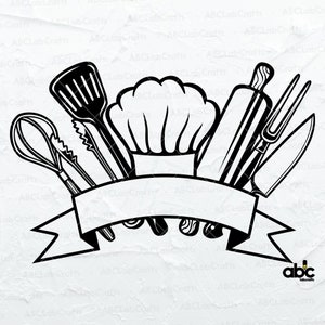 Chef Tools Svg File | Cooking Tools Svg | Chef Shirt Svg | Chef Clipart | Cook Svg | Png DXF Jpg Eps File for Cricut Silhouette Printable