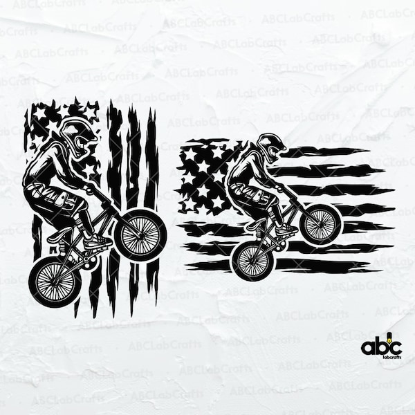 USA Bicycle Racing Svg | BMX Svg | Racer Extreme Sport Svg | Freestyle Wheelie Svg | Cutting File