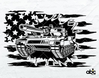 US Smashing Tank Svg File / Army Svg / Marines Svg / Battle War Svg / Military Vehicle Png DXF Jpg Eps File para Cricut Silhouette Imprimible