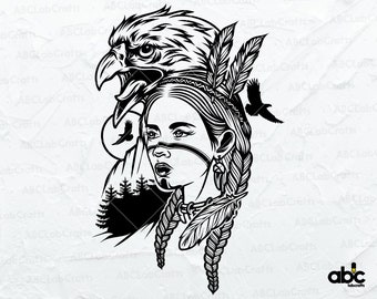 Native American Girl Scene Svg File / Teepee Indian Clipart / Boho Chic Svg / Png DXF Jpg Eps File for Cricut Silhouette Printable