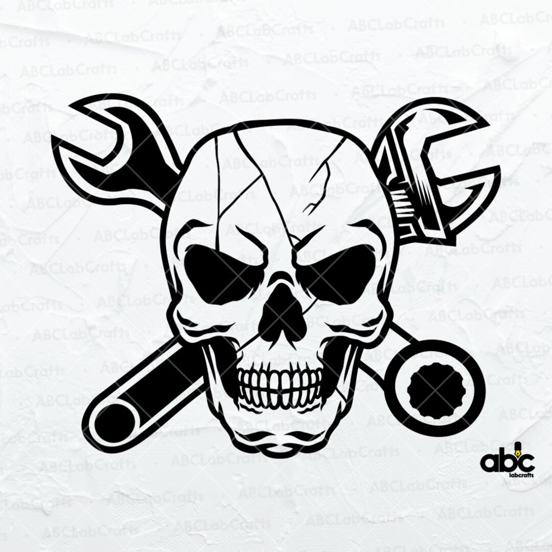 Mechanic Skull Svg File | Wrenches Svg | Mechanic Skull | Mechanic