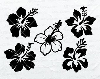 Hibiscus Svg Bundle | Hawaii Flowers Svg | Tropical Flowers Png | Flower Svg Cut Files | Dxf Png Eps Files for Cricut Silhouette Printable
