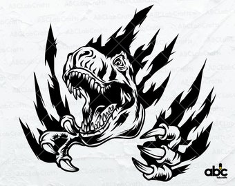 Raptor Scratch in the Wall Svg File / Velociraptor Dinosaur / Tyrannosaurus / T-Rex / Png DXF Jpg Eps File for Cricut Silhouette Imprimible