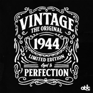 80e verjaardag Svg-bestand | Shirt 80e verjaardag | Vintage 1944-svg| 1944 tot in de perfectie gerijpt | Dxf-png-eps-bestanden voor afdrukbare Cricut silhouet