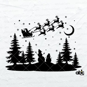 Winter Scene Svg File | Christmas Svg | Santa Claus Svg | Snowman Svg | Holiday Svg | Png DXF Jpg Eps File for Cricut Silhouette Printable