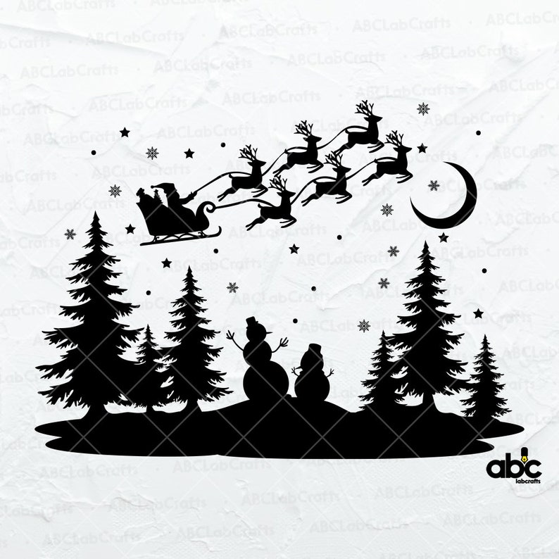 Winter Scene Svg File | Christmas Svg | Santa Claus Svg | Snowman Svg ...