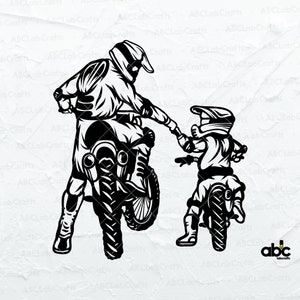 Father and Son Rider Svg File | Father and Son Vector | Like Father Like Son | Gift for Dad Svg | Motocross Svg | Father Motocross Svg
