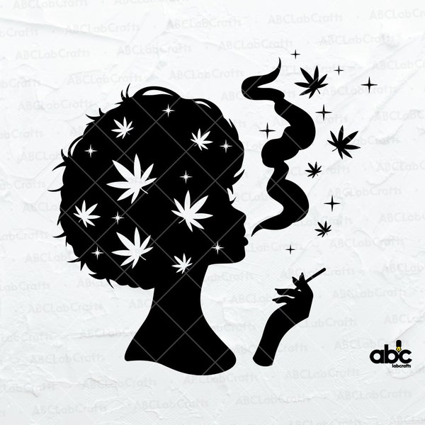 Afro Smoking Weed Svg File | 420 Svg | Black Girl Magic Svg | Rasta Girl Svg | Png DXF Jpg Eps File for Cricut Silhouette Printable