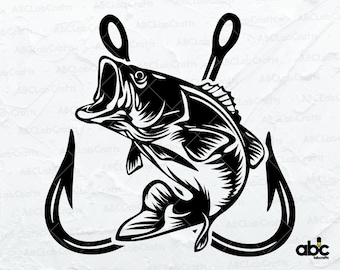 Archivo svg bajo / pesca de bajo svg / bajo saltando svg / pesca svg / bajo de boca grande svg / svg png eps archivos para cricut silueta imprimible