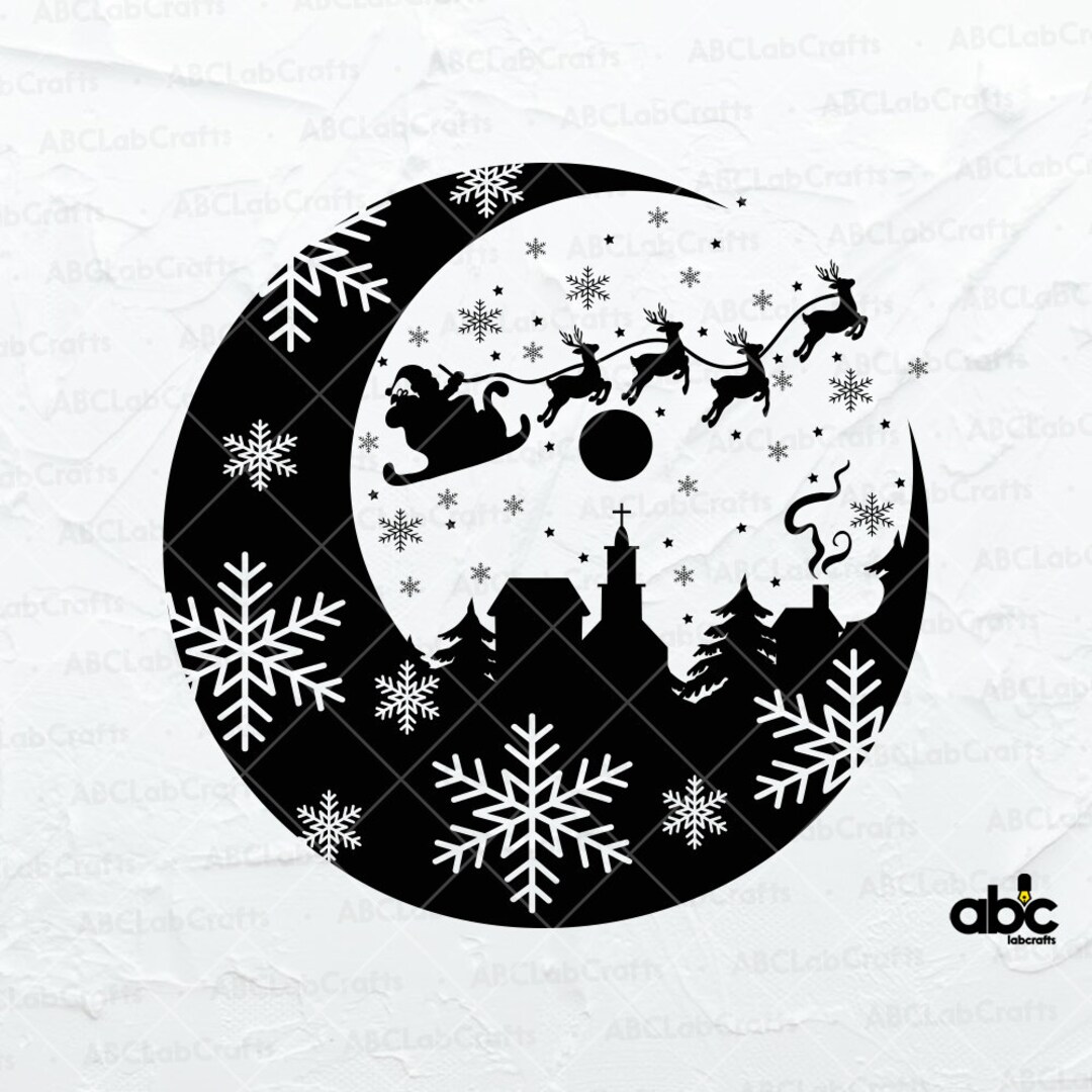 Christmas Scene Svg File | Santas Sleigh Svg | Christmas Santa Svg ...