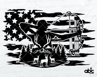 US RehBogen Jagd Svg Datei | Pfeil und Bogen Clipart | Geweih Shirt | Hunter Dad Svg | Png DXF Jpg Eps Datei für Cricut Silhouette Printable