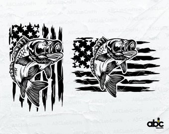 US Flag Bass Fish Svg File | US Bass Fishing Svg | Bass Fish Svg | Bass Fish Clipart | USA bass Fish | Us Bass Angling Svg | Cut Files
