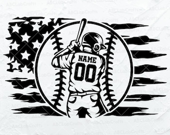 Personalized US Name Baseball Player Svg File | Baseball Team Svg | Baseball Dad Clipart | Dxf Png Eps Files for Cricut Silhouette Printable