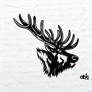 Elk Deer Svg File | Deer Hunter Svg | Hunting Logo Svg | Elk Deer Svg Cut Files for Cricut | Deer Head Svg | Elk Antler Svg | Deer Clipart