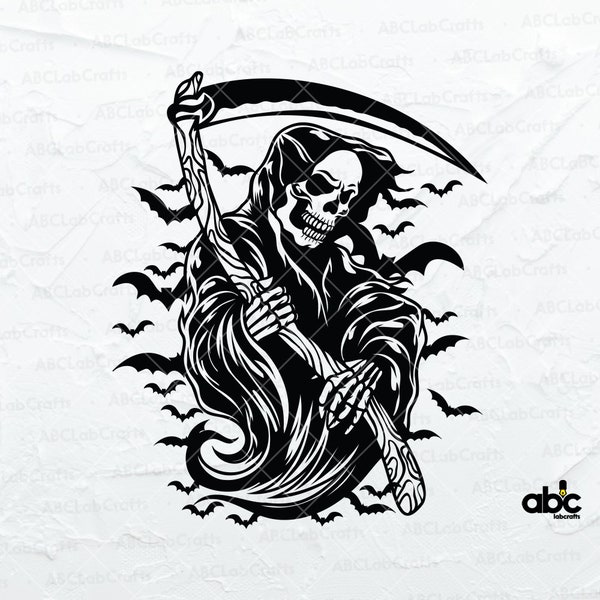 Grim Reaper Svg File | Halloween Svg | Death Svg | Skeleton Svg | Grim Reaper Decal | Png DXF Jpg Eps File for Cricut Silhouette Printable