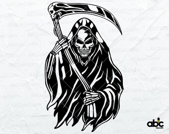 Grim Reaper Svg File | Skeleton Svg | Death Svg | Halloween Svg | Grim Reaper Decal | Png DXF Jpg Eps File for Cricut Silhouette Printable