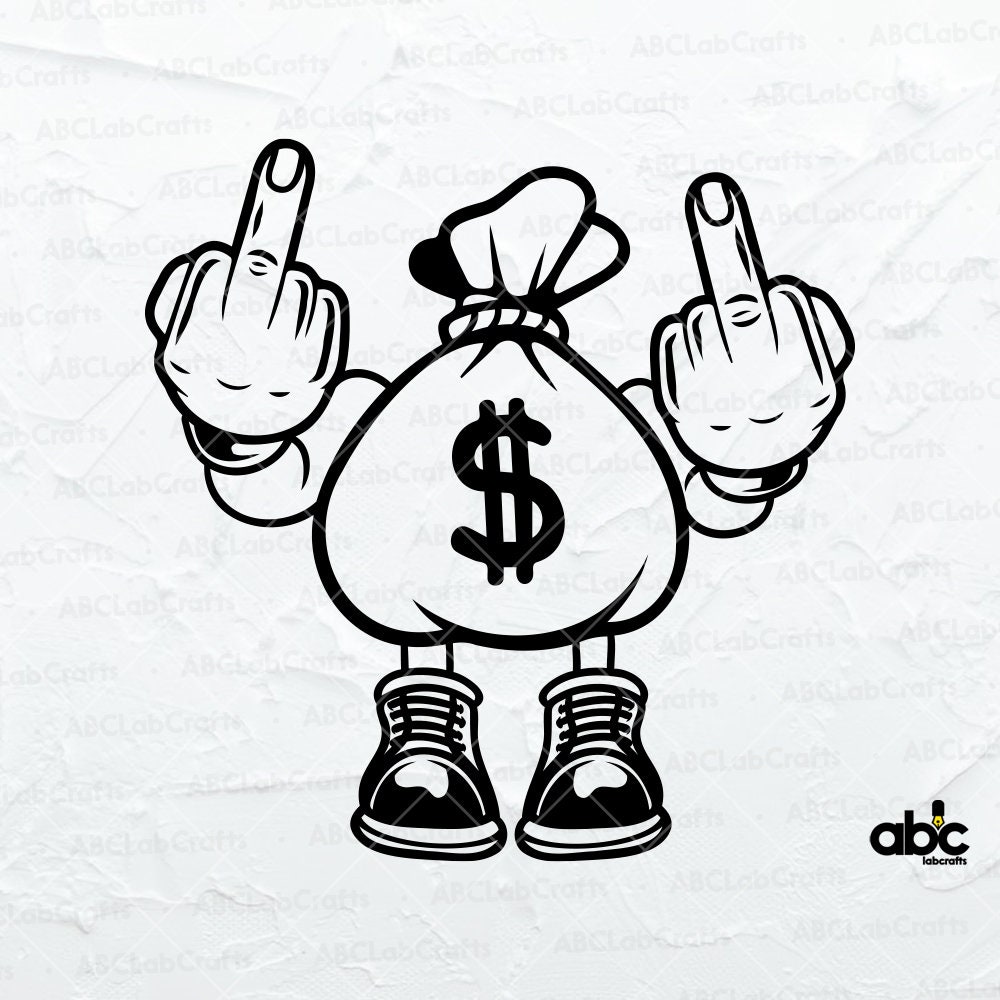 Money Bag Middle Finger Svg File USA Dollar Sign Dxf Money Bill Cutfile  Hipster Cut File Gangster Clipart Hooligan Robber Stencil - Etsy