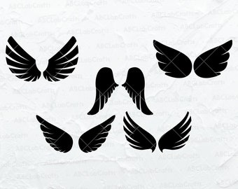 Angel Wings Svg Bundle | Angel Wings Clipart | Wings Png | Angel Wings Silhouette | Dxf Png Eps Files for Cricut Silhouette Printable