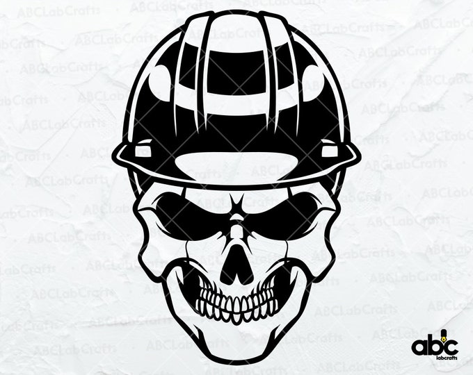 Skull With Hard Hat SVG - Cricut, Silhouette | Vector Construction ...