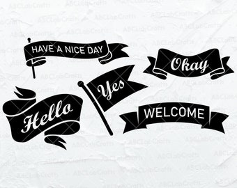 Ribbon Banner Svg Bundle | Ribbon Clipart | Banner Cut Files | Ribbon Banner Template  | Dxf Png Eps Files for Cricut Silhouette Printable