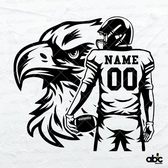 Customized Eagle Football Player Svg File | American Football Svg | Football Team Name | Dxf Png Eps Files for Cricut Silhouette Printable