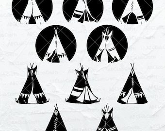 Teepee Svg Bundle | Native Indian Clipart | Indian Tent Png | Indian Teepee Silhouette | Dxf Png Eps Files for Cricut Silhouette Printable