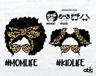 Afro Mom Leben Kind Leben Svg Datei | Afro Mom Svg | Mama Leben Kid Leben Png | Afro Svg | Mama Leben Svg | Leopard Mom Schädel Svg | Messy Bun Schädel