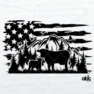 USA Cow Farm Svg File | US Cow Svg | Farmer Svg | Farm Animal Svg | Family Farm Svg | Png DXF Jpg Eps File for Cricut Silhouette Printable