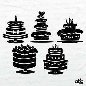 Geburtstagskuchen Bundle | Kuchen Clipart | Geburtstags-Svg | Geburtstagskuchen Cutfile | Kuchen Png | Dxf Png Eps Datei für Cricut Silhouette Printable
