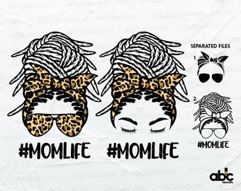 Afro Geflochten Leopard Mom Life Svg | Mom Life Cut | Momlife Leopard Svg | Mom Life Png | Afro Kid Life Svg | Mom Life Svg | Messy Bun Mom Svg