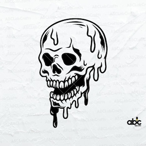 Skull Dripping Svg File | Skull Svg | Melting Skull Clipart | Skeleton Svg | Png DXF Jpg Eps File for Cricut Silhouette Printable